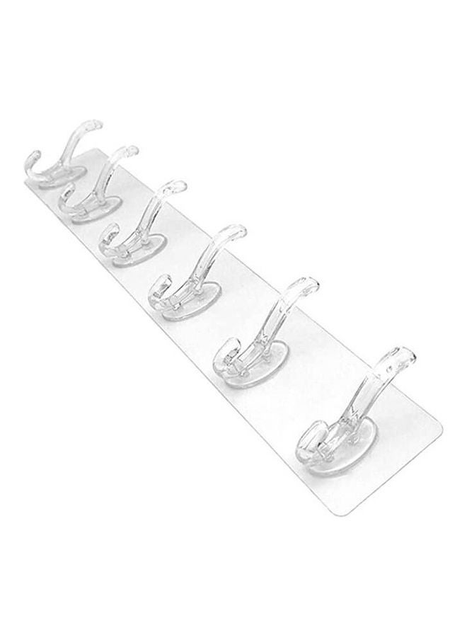 6 Hook Flexible Silicone Silicone Silicone Stick Hanger Silver 40cm  - Image 1