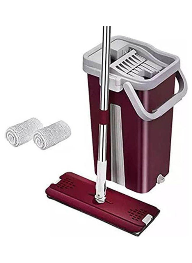 Bucket With Squeezer 2 Flat Mop And 2 Spare Parts Purple