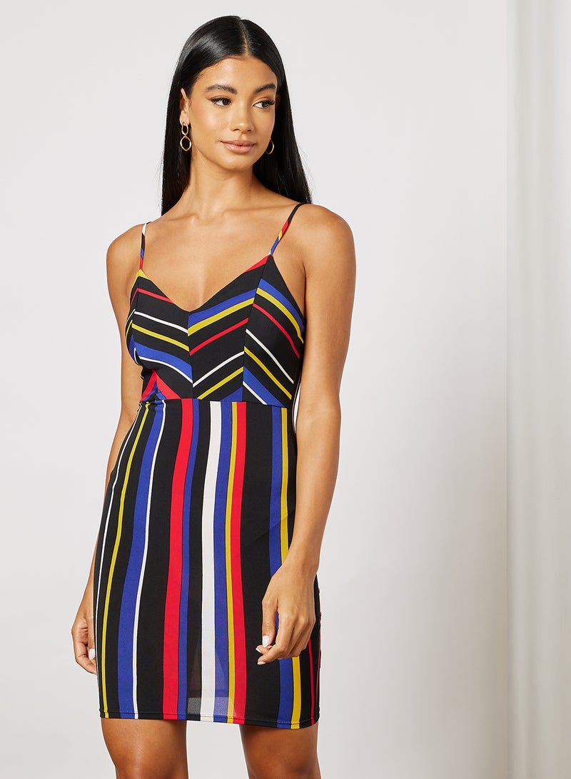 FOREVER 21 - Knit V Neck Mini Dress Multicolour - Image 1