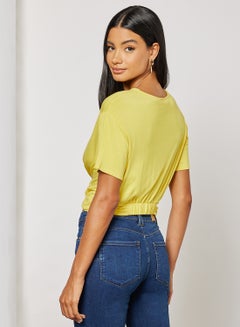 Knit Short Sleeve Crop Top Yellow - v1650611193/N22805792V_2