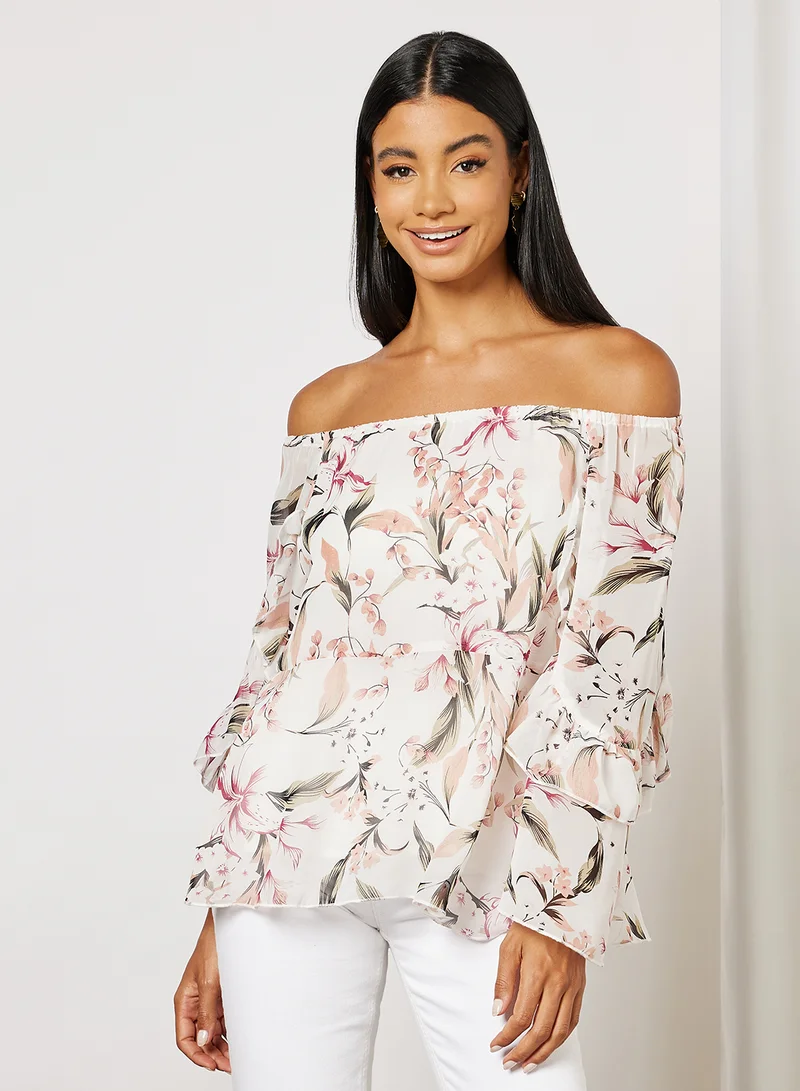 FOREVER 21 Woven Long Sleeves Polyester Top Multicolour