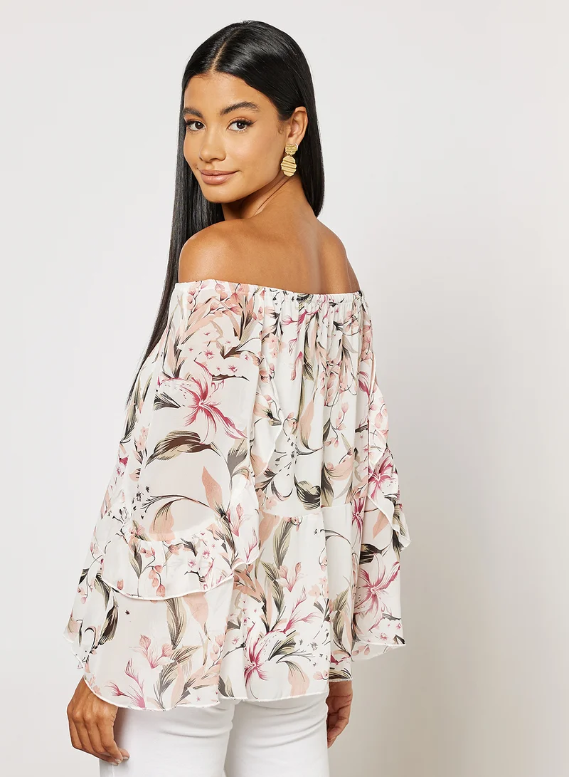 FOREVER 21 Woven Long Sleeves Polyester Top Multicolour
