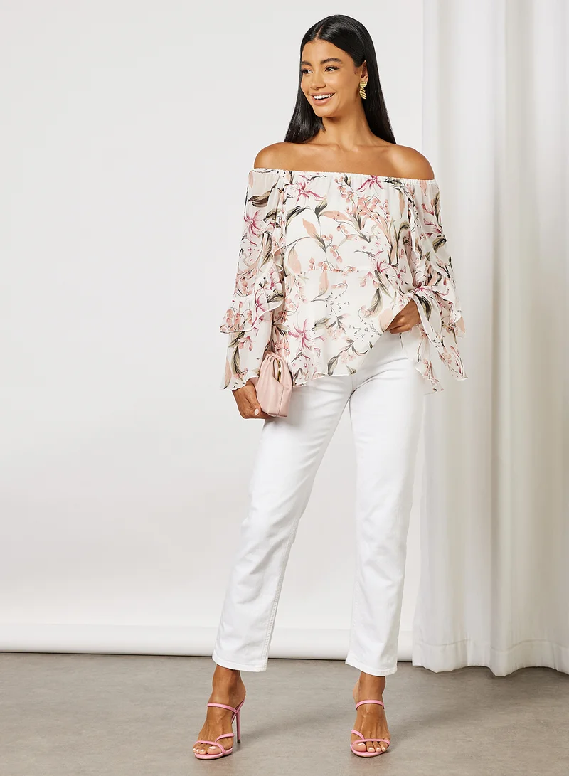 FOREVER 21 Woven Long Sleeves Polyester Top Multicolour
