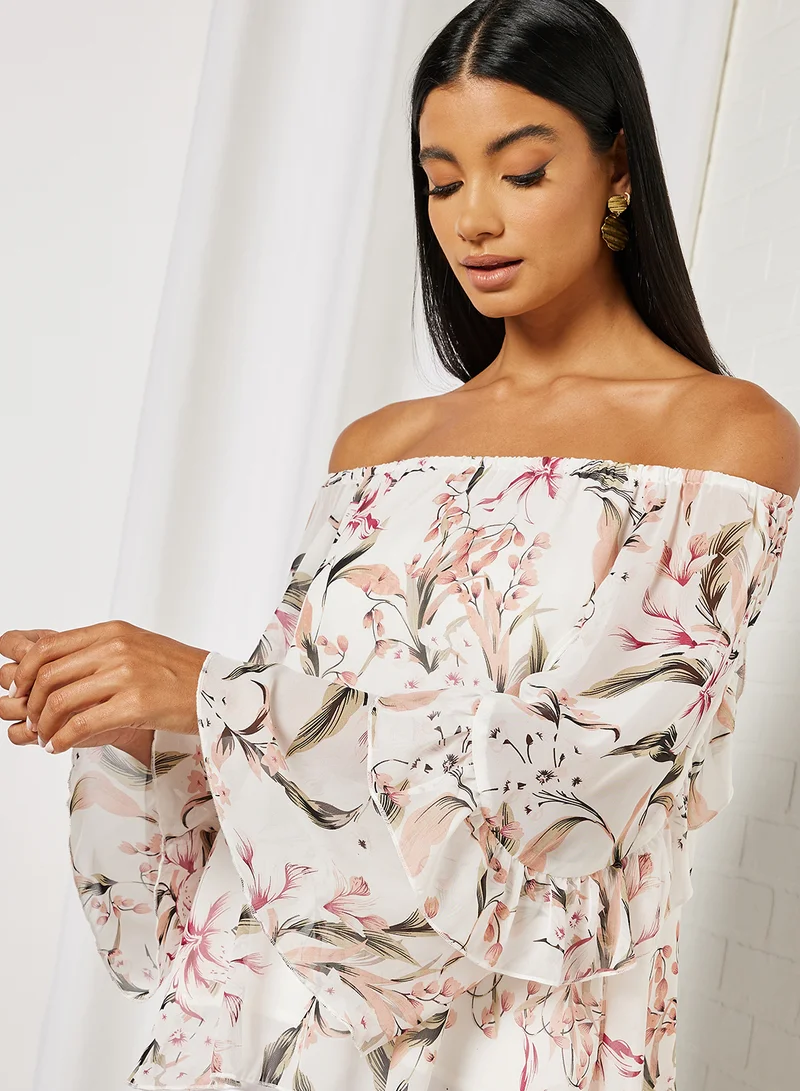 FOREVER 21 Woven Long Sleeves Polyester Top Multicolour