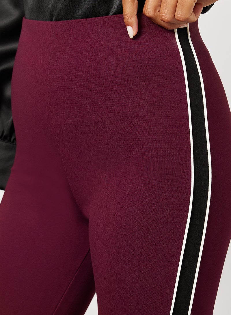 FOREVER 21 High Rise Side-Striped Leggings Burgundy/Black  - Image 4