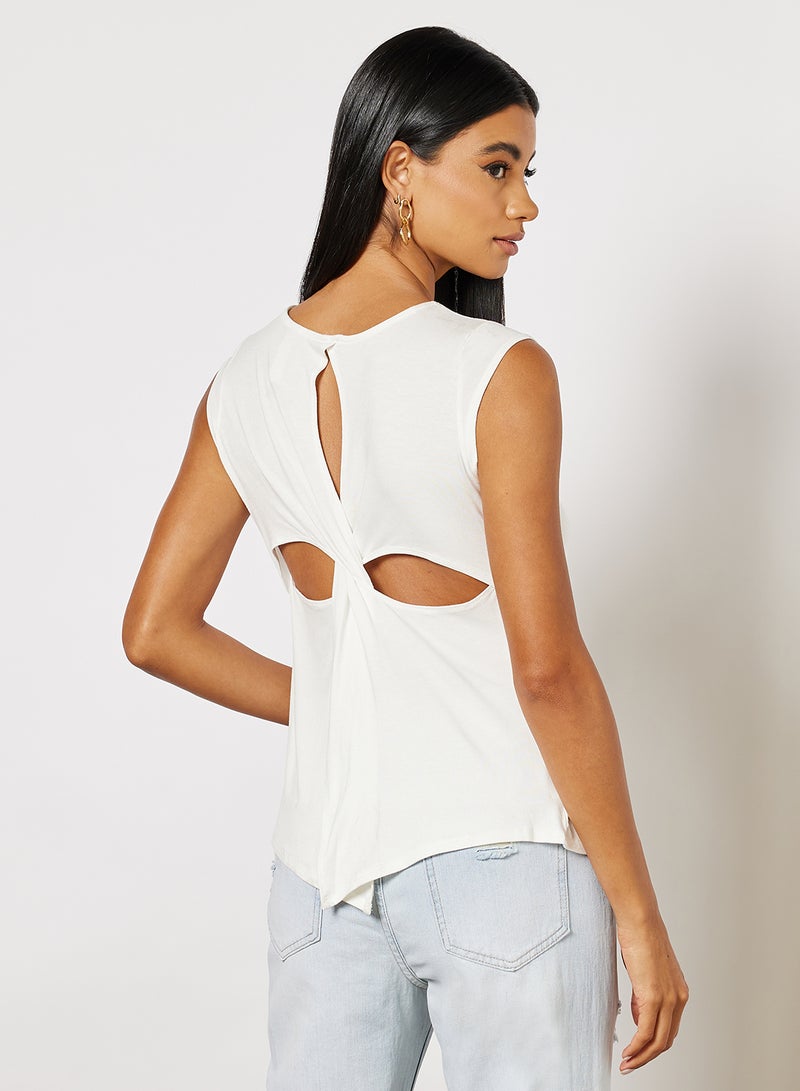 FOREVER 21 Cut-Out Knotted Back Top White  - Image 1