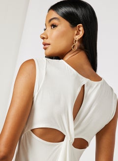 FOREVER 21 Cut-Out Knotted Back Top White  - Image 4