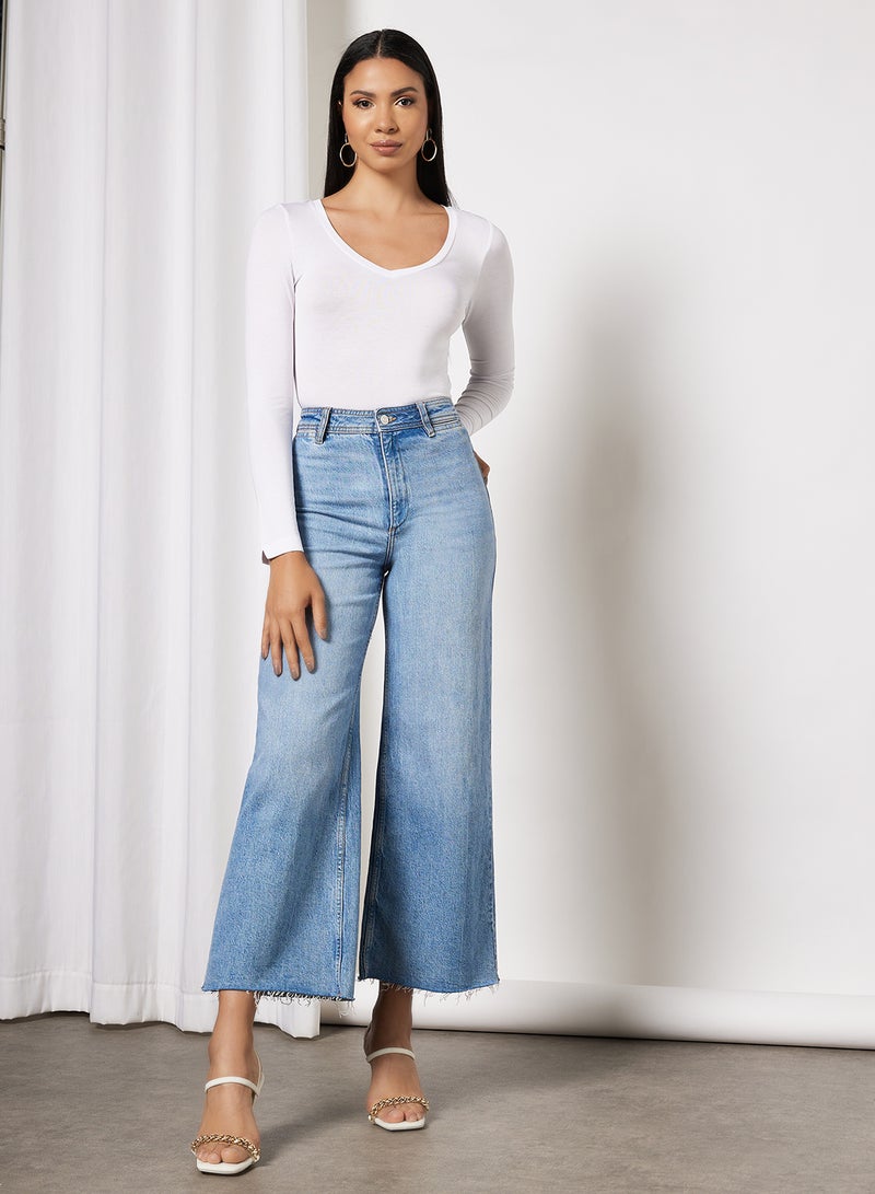 BRAVE SOUL - V-Neck Long Sleeve Bodysuit White - Image 1