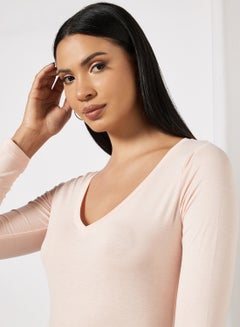BRAVE SOUL V-Neck Long Sleeve Bodysuit Pink  - Image 3