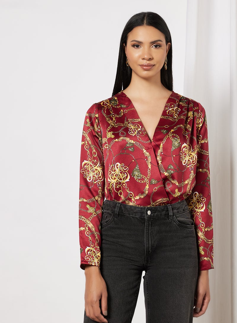 BRAVE SOUL - Chain Print Bodysuit Rust - Image 1