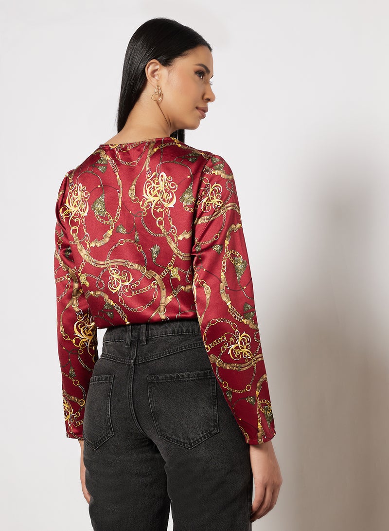 BRAVE SOUL - Chain Print Bodysuit Rust - Image 1