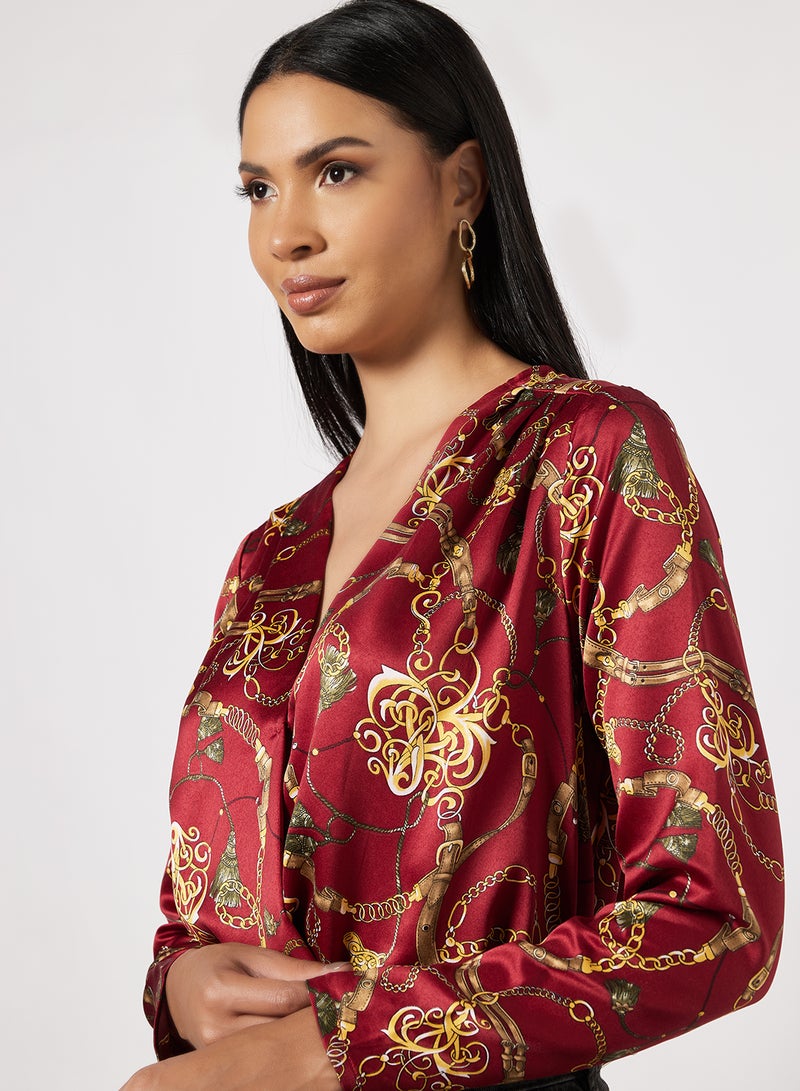 BRAVE SOUL - Chain Print Bodysuit Rust - Image 1