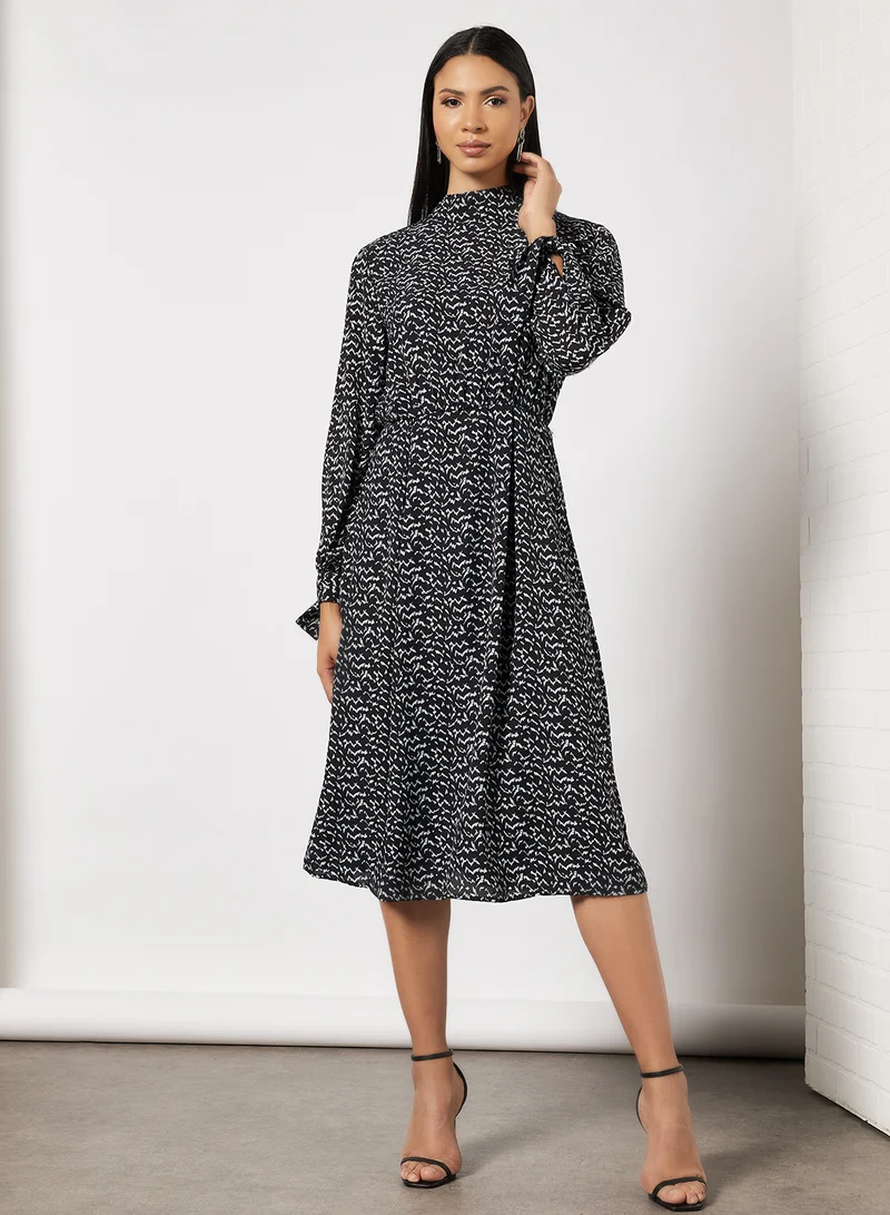 BRAVE SOUL All-Over Print Midi Dress