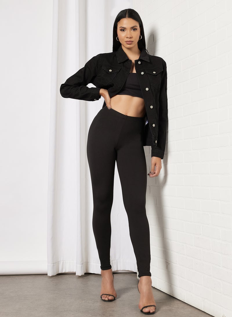 BRAVE SOUL - Solid Slim Fit Mid Rise Jegging Black - Image 1
