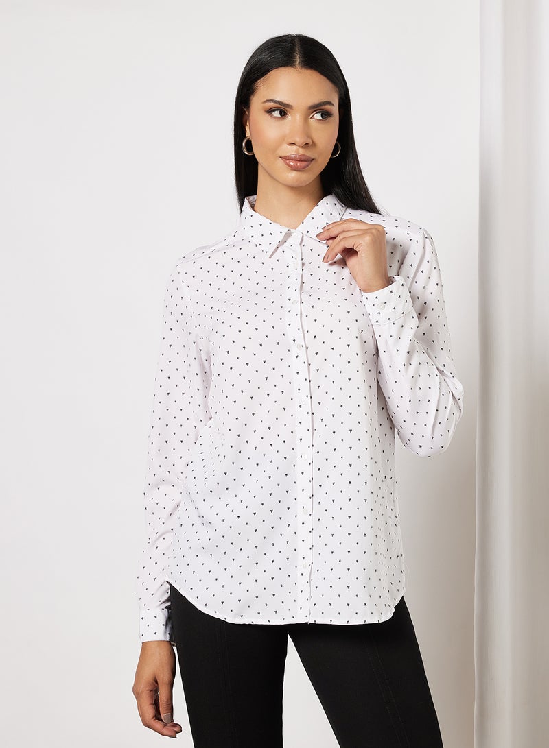 BRAVE SOUL Heart Print Shirt White/Black Hearts  - Image 1
