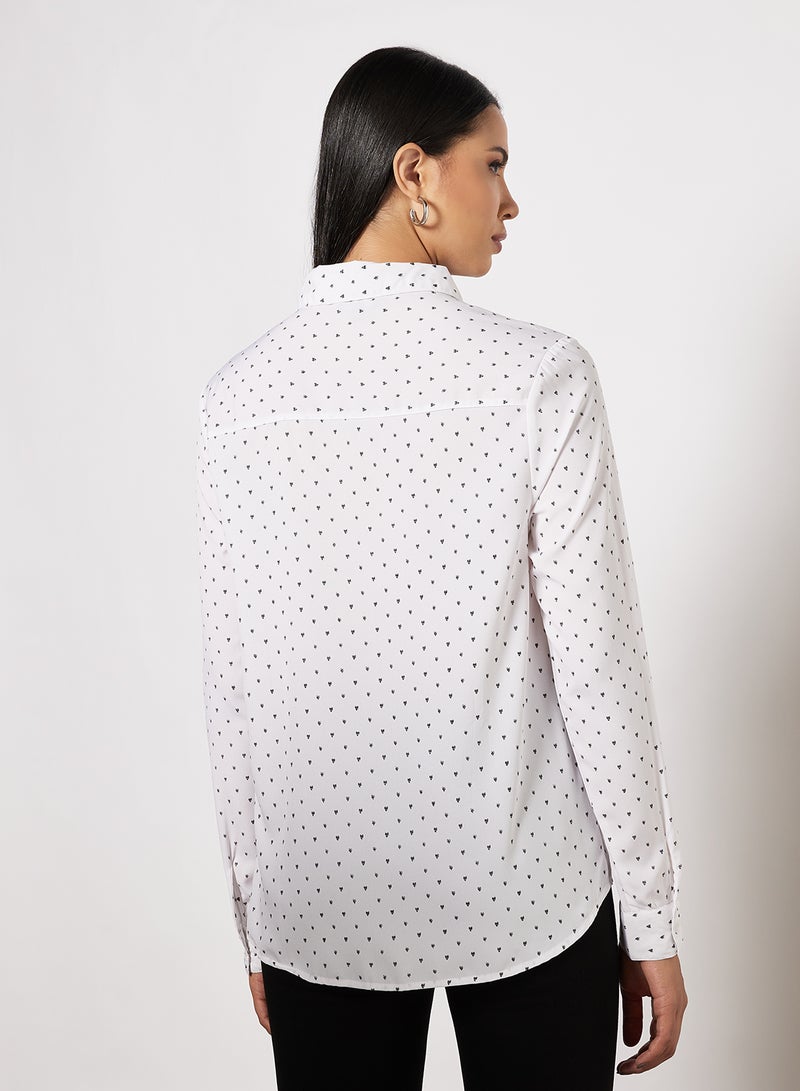 BRAVE SOUL Heart Print Shirt White/Black Hearts  - Image 2