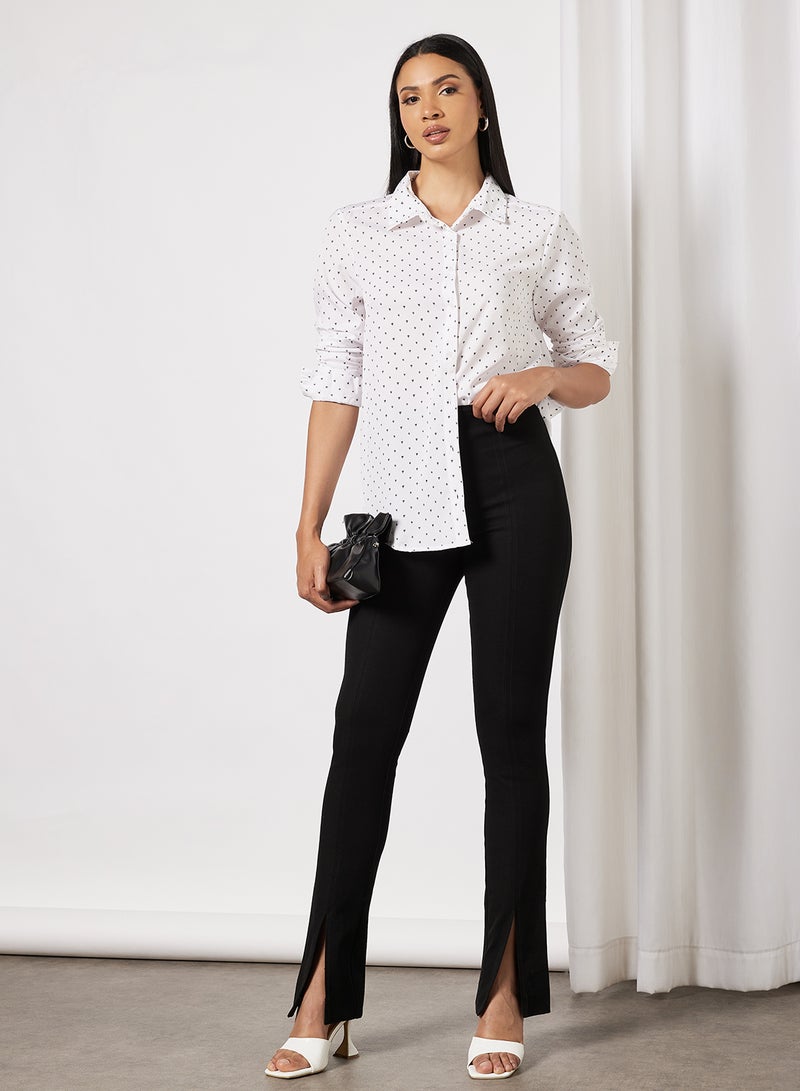 BRAVE SOUL Heart Print Shirt White/Black Hearts  - Image 4