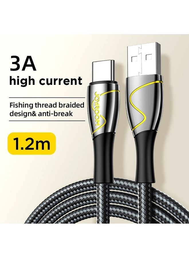 جوي روم كابل شحن USB إلى Type-C بضفيرة من النايلون وطول 1.2 متر طراز S-1230K6 أسود - Image 2