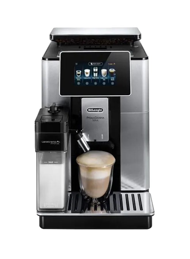 De'Longhi PrimaDonna Soul Automatic Coffee Maker 2.2 L 1450.0 W ECAM610.75 Silver/Black  - Image 1