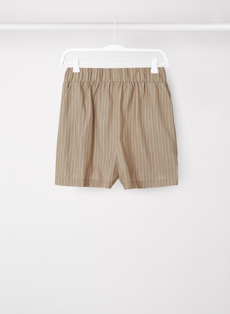 Medina Stripe Print Shorts Beige - v1650617510/N47254632V_1