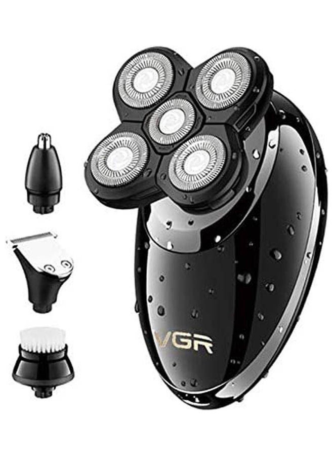VGR - V-302 Hair Trimmers - 4 In 1 Rotary Electric Shaver Wet Hair Clipper Rechargeable Facial Cleaning Brush Facial Care Beard Bald Black - Image 1