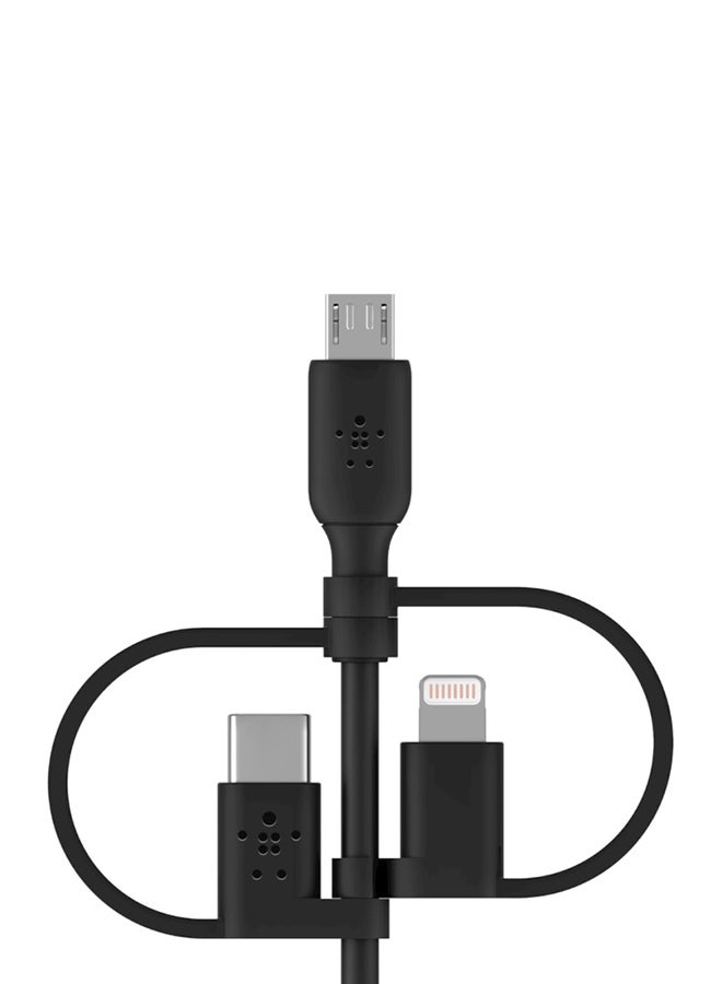 belkin - Boost Charge 3-In-1 Universal USB-A Cable - Charging Cord For Apple iPhones And iPads, Galaxy, Tablets, Smartphones - USB-C, Lightning, Micro-USB - Compatible With Various Devices - 3.3 Feet Black - Image 1