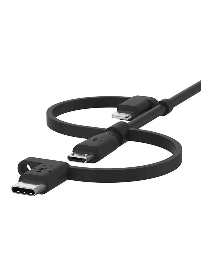 belkin - Boost Charge 3-In-1 Universal USB-A Cable - Charging Cord For Apple iPhones And iPads, Galaxy, Tablets, Smartphones - USB-C, Lightning, Micro-USB - Compatible With Various Devices - 3.3 Feet Black - Image 1