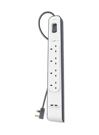 4 Way Surge Protection Strip - 2M With 2 X 2.4Amp Usb Charging Power Extension White/Grey - v1650628042/N53233749A_1
