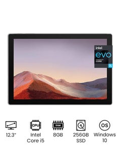 Surface Pro 7 With 12.3-Inch Pixelsense Display, Intel 10th Gen Core i5-1035G4/8GB RAM/256GB SSD/Intel Integrated Graphics/Windows 10 English/Arabic Platinum
