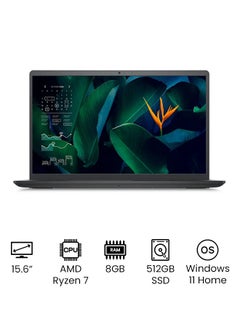 DELL Vostro 3515 Laptop With 15.6-Inch Display, AMD Ryzen 7-3700U Processor / 8GB RAM / 512GB SSD / AMD Radeon Graphics / Win 11 Home / English/Arabic Grey  - Image 1