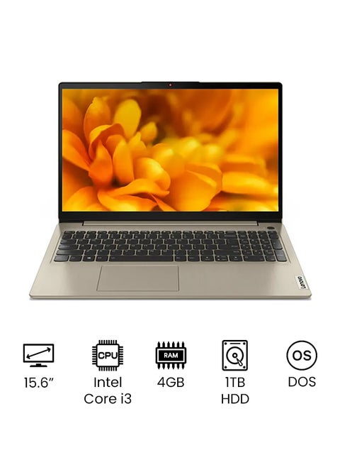 لابتوب آيديا باد 3 15ITL6 بشاشة مقاس 15.6 بوصة بدقة كاملة الوضوح، ومعالج كور i3 / ذاكرة رام سعة 4 جيجابايت / ومحرك أقراص صلبة سعة 1 تيرابايت / DOS (بدون Windows) / بطاقة رسومات إنتل دقة فائقة الوضوح الإنجليزية/العربية ترابي