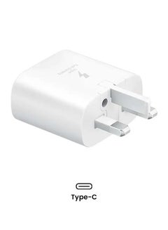 سامسونج محول للسفر والتنقل بتقنية PD وقدرة 25 وات مع كابل من USB-C إلى USB-C أبيض  - Image 2
