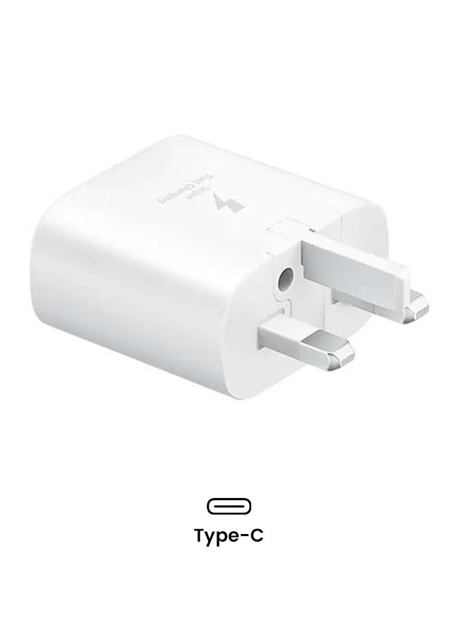 سامسونج - محول للسفر والتنقل بتقنية PD وقدرة 25 وات مع كابل من USB-C إلى USB-C أبيض - Image 1