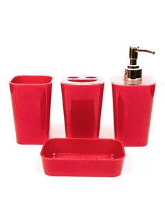 Generic Acrylic Round Bathroom Accessories Set Red 
