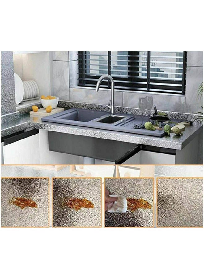 Roll Waterproof Kitchen Multi Purpose Marble Kitchen Cabinet Gazer Sticker Inserts Rack 5M*60 Price Silver - Image 2