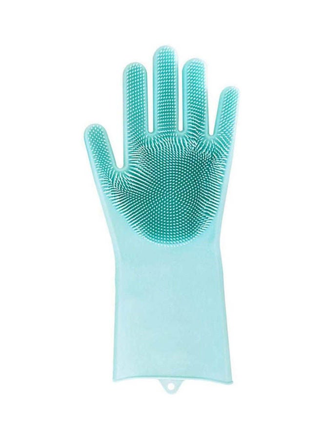 Dish Washing Gloves With Scrbbers Magic Silicone Rubber Gloves For Cleaning Dishe Green  - Image 1