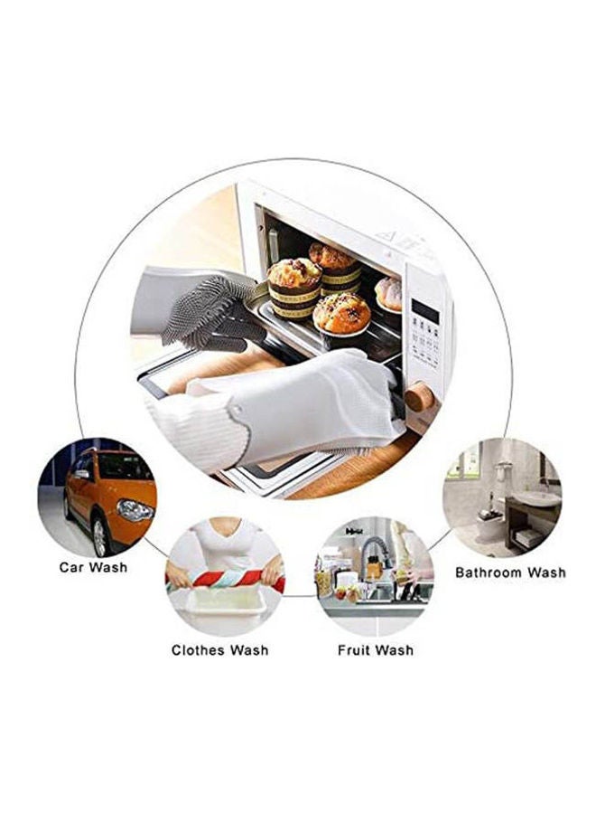 Dish Washing Gloves With Scrbbers Magic Silicone Rubber Gloves For Cleaning Dishe Grey  - Image 2