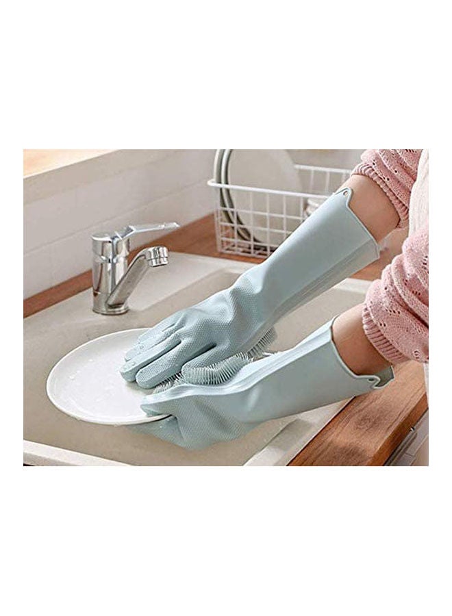 Dish Washing Gloves With Scrbbers Magic Silicone Rubber Gloves For Cleaning Dishe Grey  - Image 2