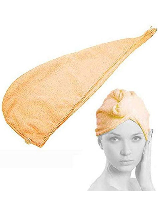Magic Hair Drying Hotel Towel Hat Cap Quick Dry Beach Towel Orange 22*66cm 