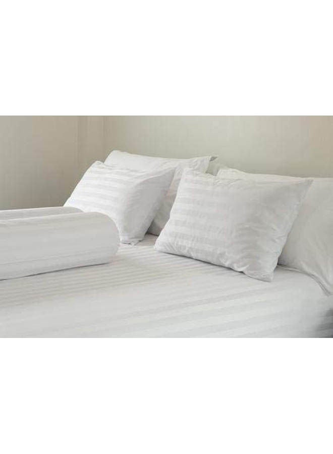 100% Cotton 400 Thread Count Sateen 2cm stripe Bedding Set in Super King Size Combination White  - Image 1