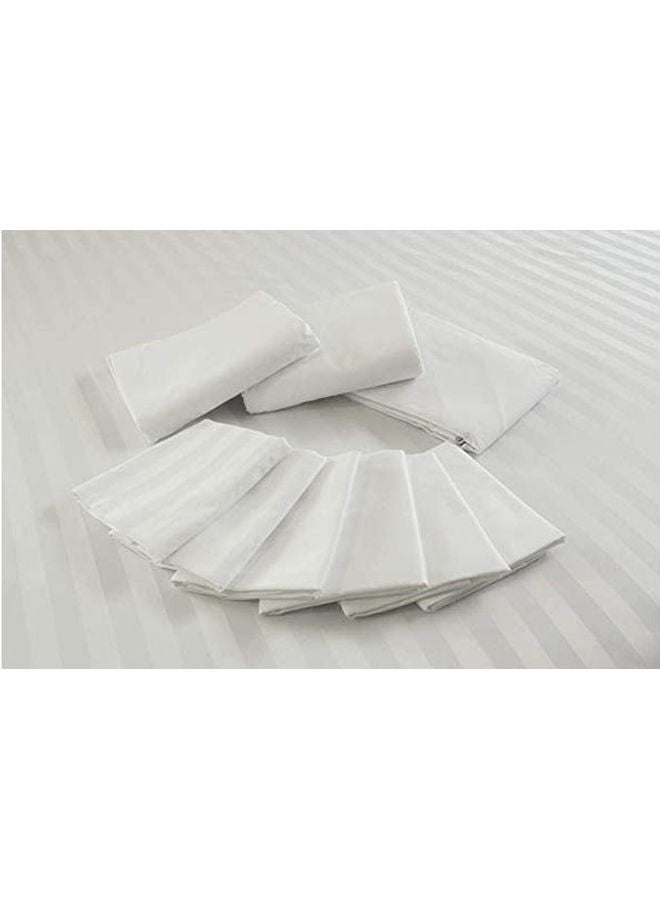 100% Cotton 400 Thread Count Sateen 2cm stripe Bedding Set in Super King Size Combination White  - Image 2