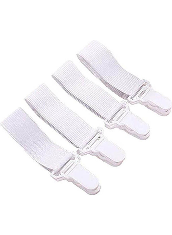 4PCS Elastic Sheet Fasteners Clips Grippers Sheet Straps Suspenders Band adjustable Bed Corner Holder combination White  - Image 1
