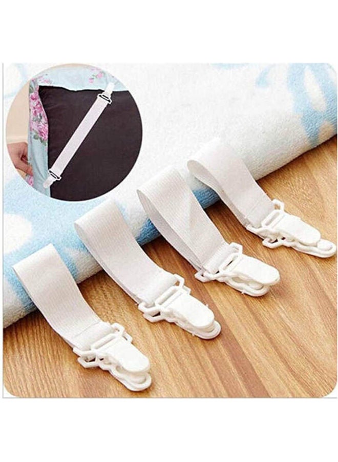 4PCS Elastic Sheet Fasteners Clips Grippers Sheet Straps Suspenders Band adjustable Bed Corner Holder combination White  - Image 2