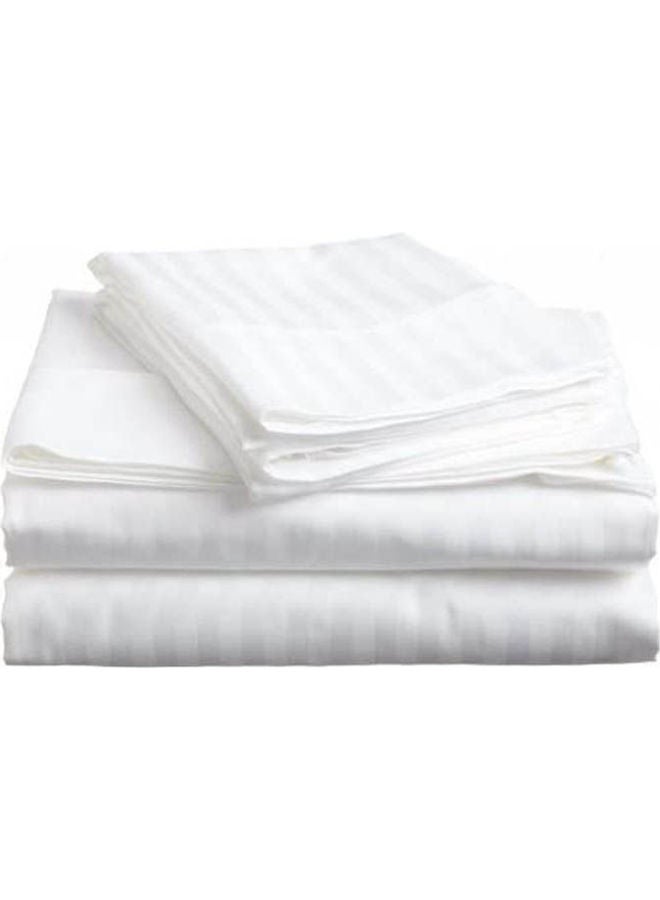 Bed Sheet Satin Stripe Combination White