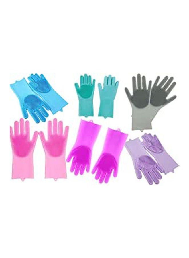 Pair Of Silicone Gloves To Clean Cooking Utensils Multicolour 