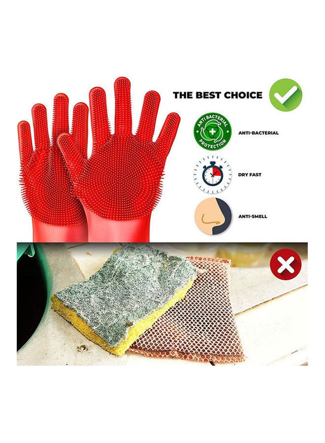Reusable Silicone Dishwashing Gloves Red 14.5inch  - Image 2