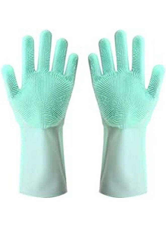 Pair Of Gloves Wearing Comfortable For Kitchen Green 