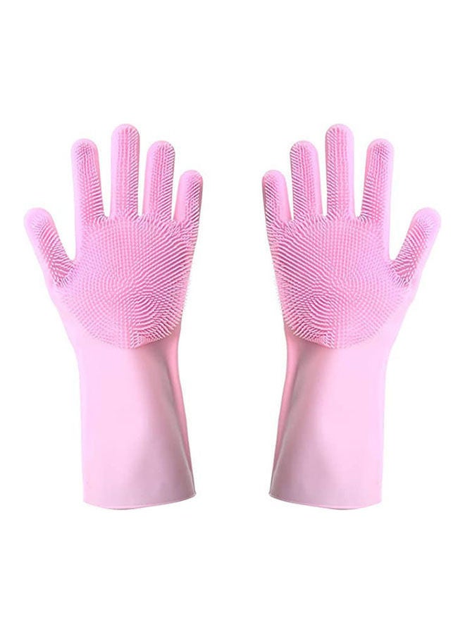 Pair Of Gloves Wearing Comfortable For Kitchen Pink 