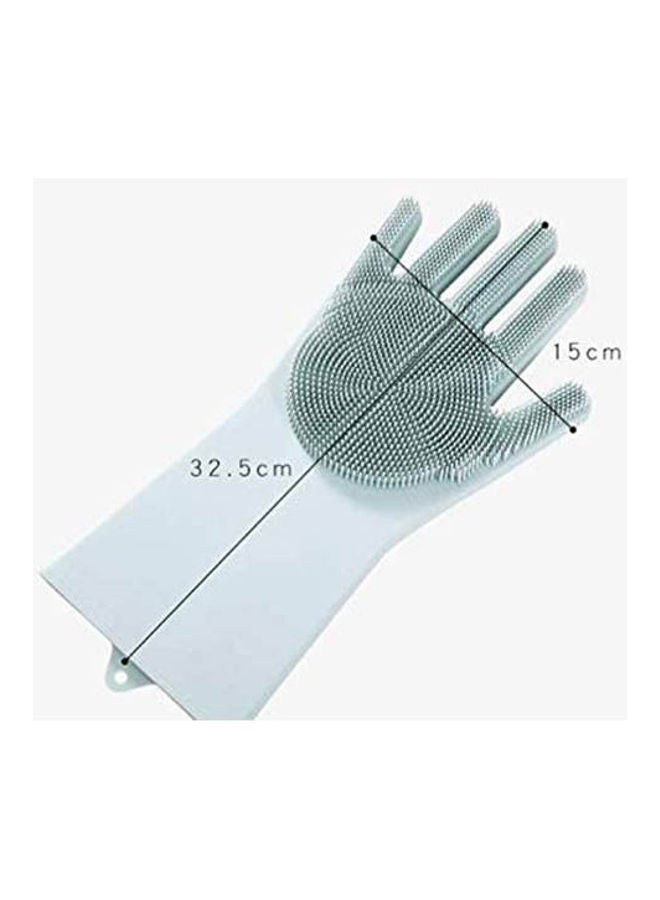 Dish Washing Gloves With Scrbbers Magic Silicone Rubber Gloves For Cleaning Dishe Grey  - Image 2