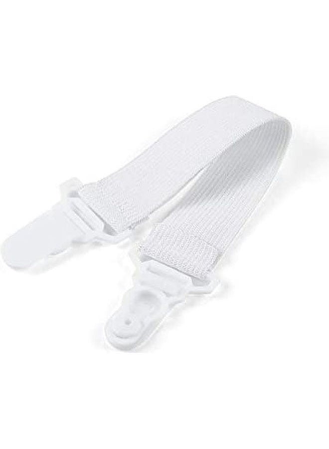 Elastic Band Retaining Clip Bed Sheet Fasteners Tablecloths Fixed Clip cotton White 4X20cm  - Image 1